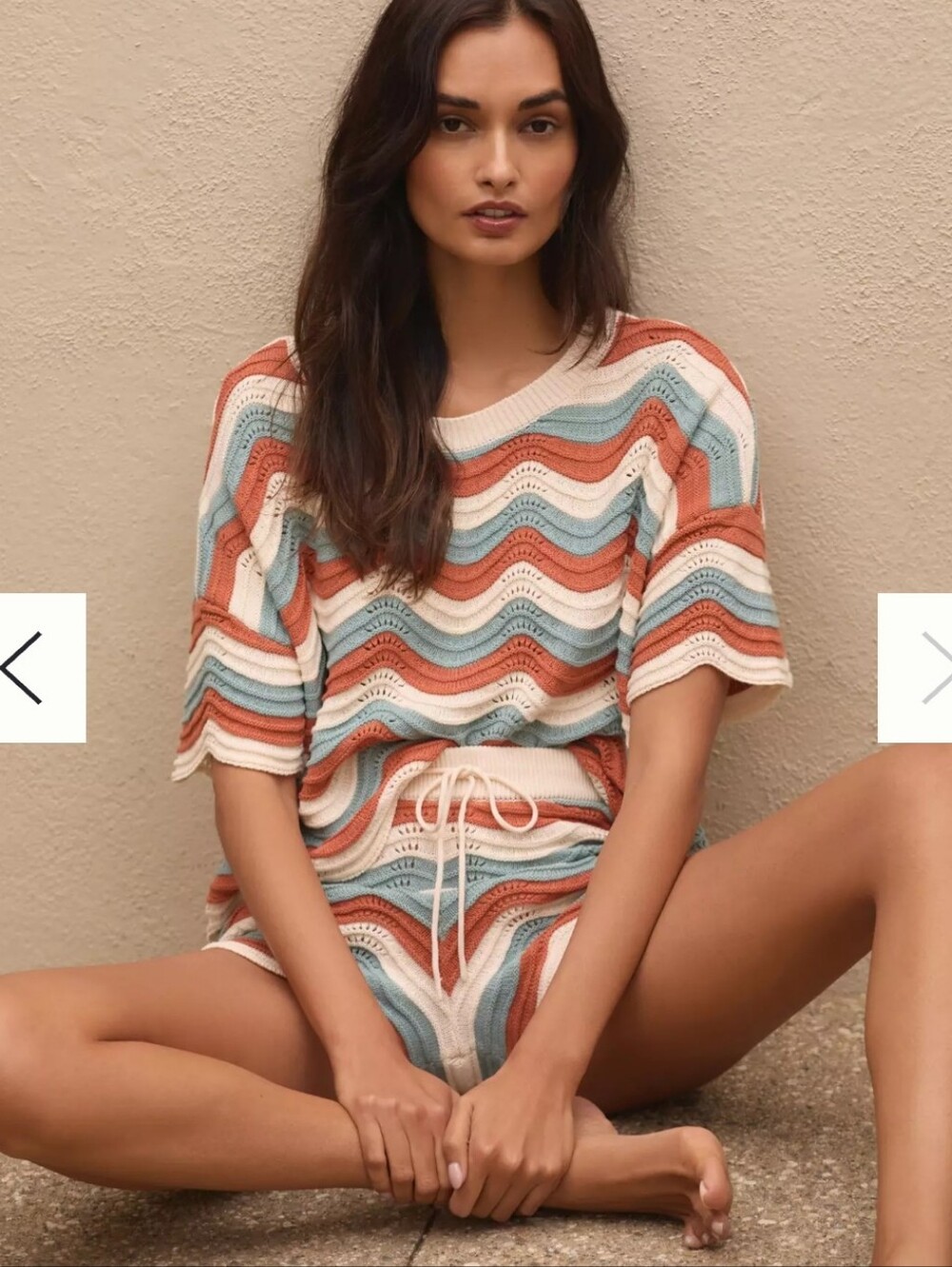 Anthropologie L*Space Make Waves Knit Set Del Mar Stripe-Short Sz M/Tee Sz S/M